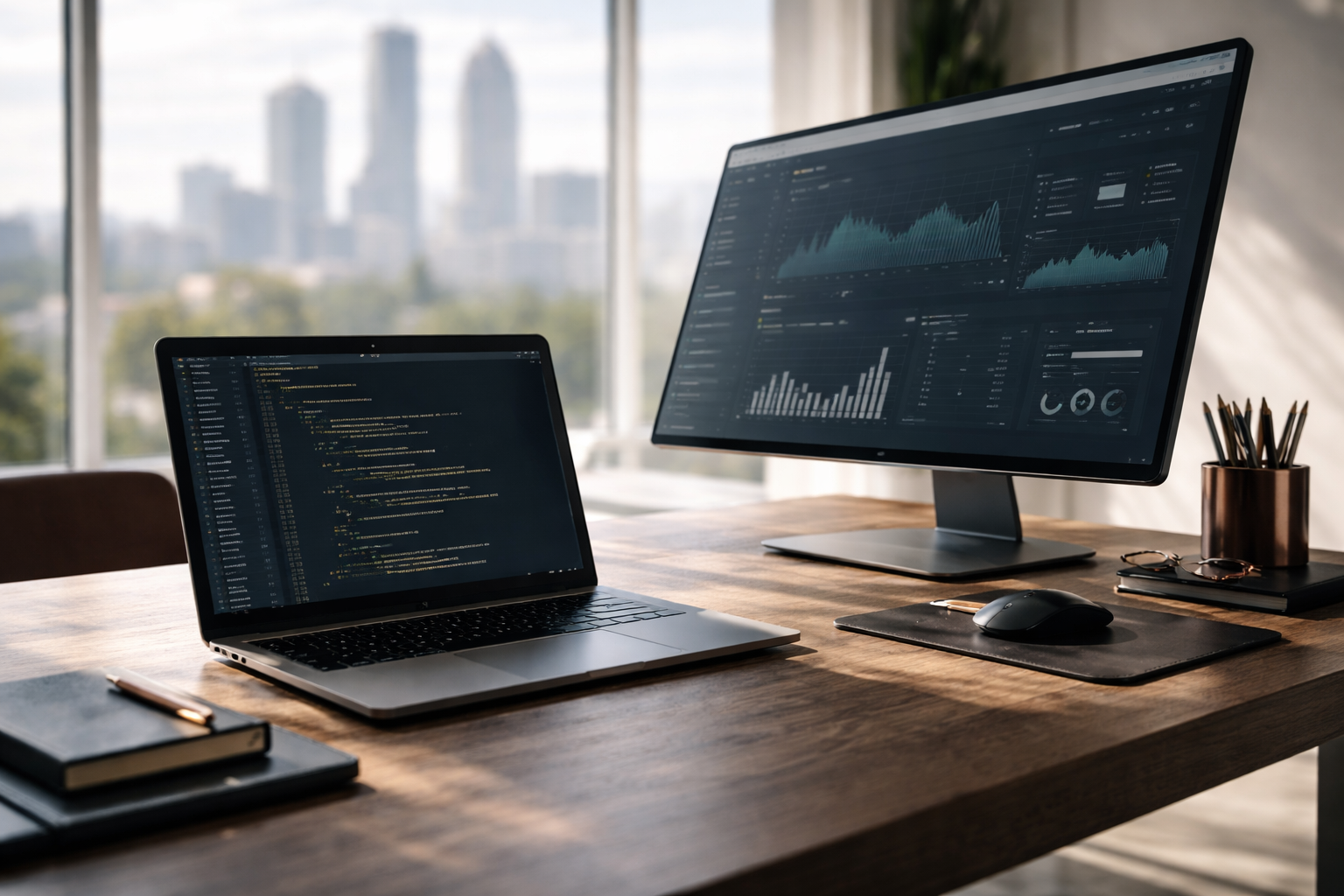 Two computers showing code